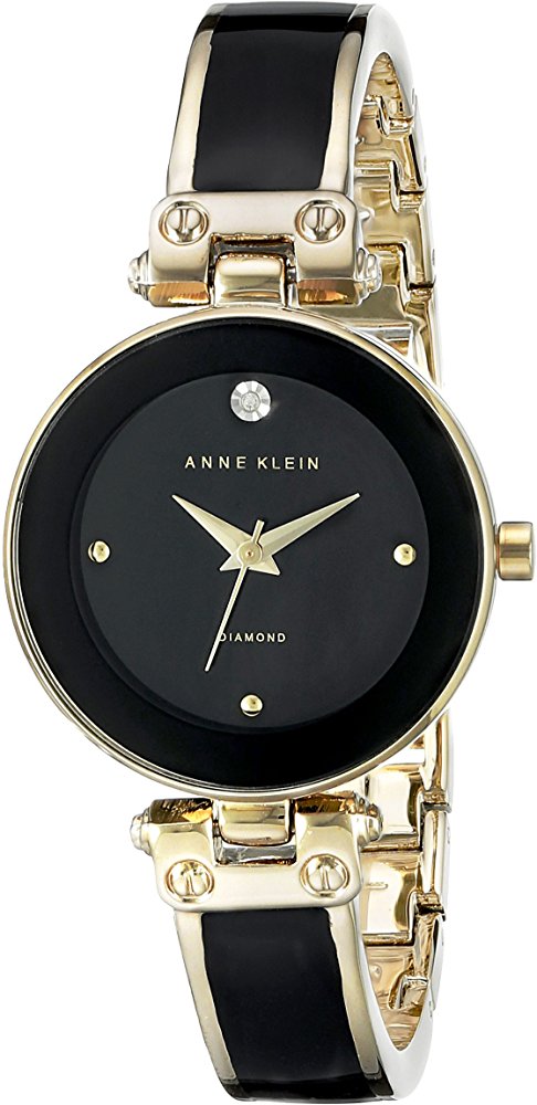 Anne Klein Women's Diamond-Accented Bangle Watch AK/1980BKGB