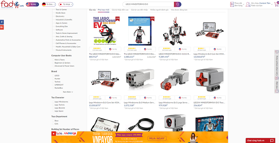 mua robot mindstorms tren thi truong quoc te tai fado