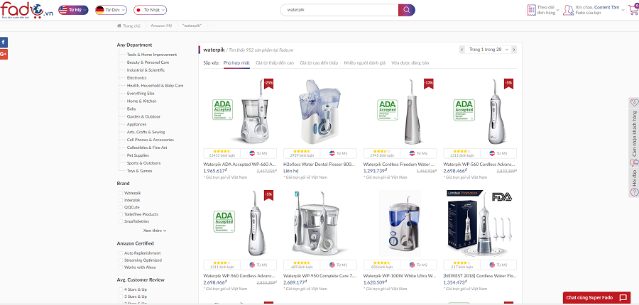 cac dong may lam sach rang mieng Waterpik