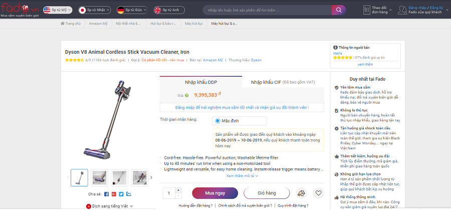 mua may hut bui dyson v8 tu FADO