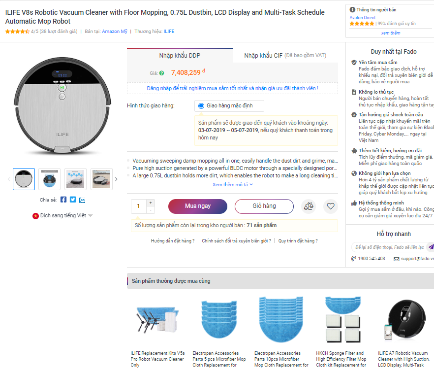 robot hut bui va lau nha iLife V8s Robot Vacuum Cleaner