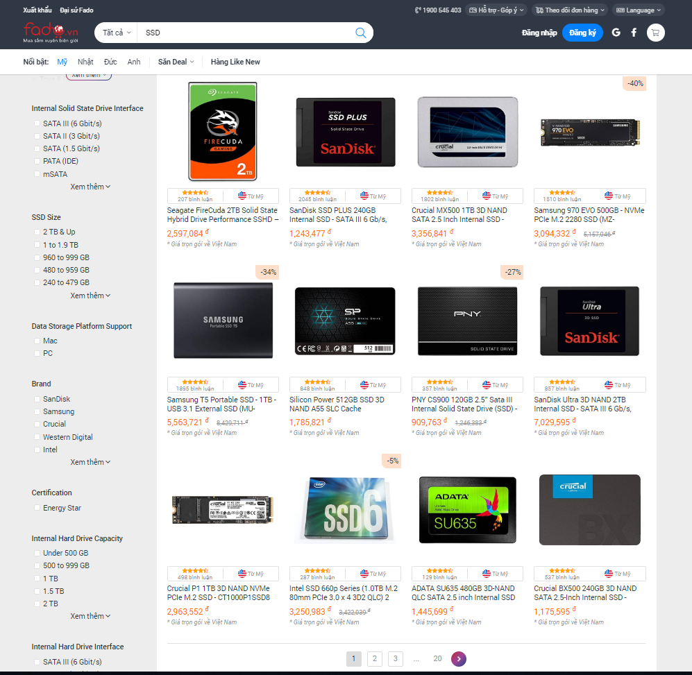 Mua SSD và HDD chính hãng trên FADO