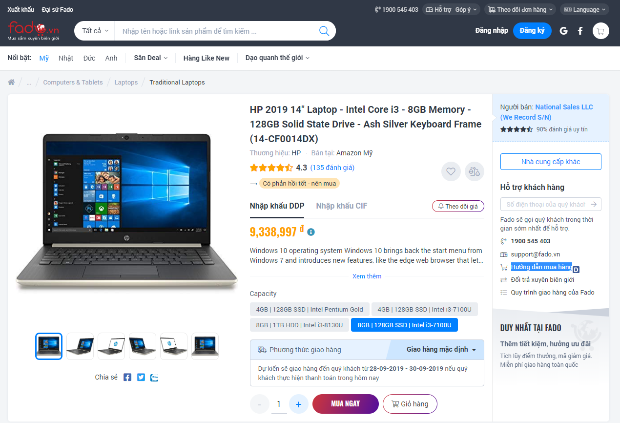 Mua laptop HP (14-CF0014DX) chính hãng trên FADO
