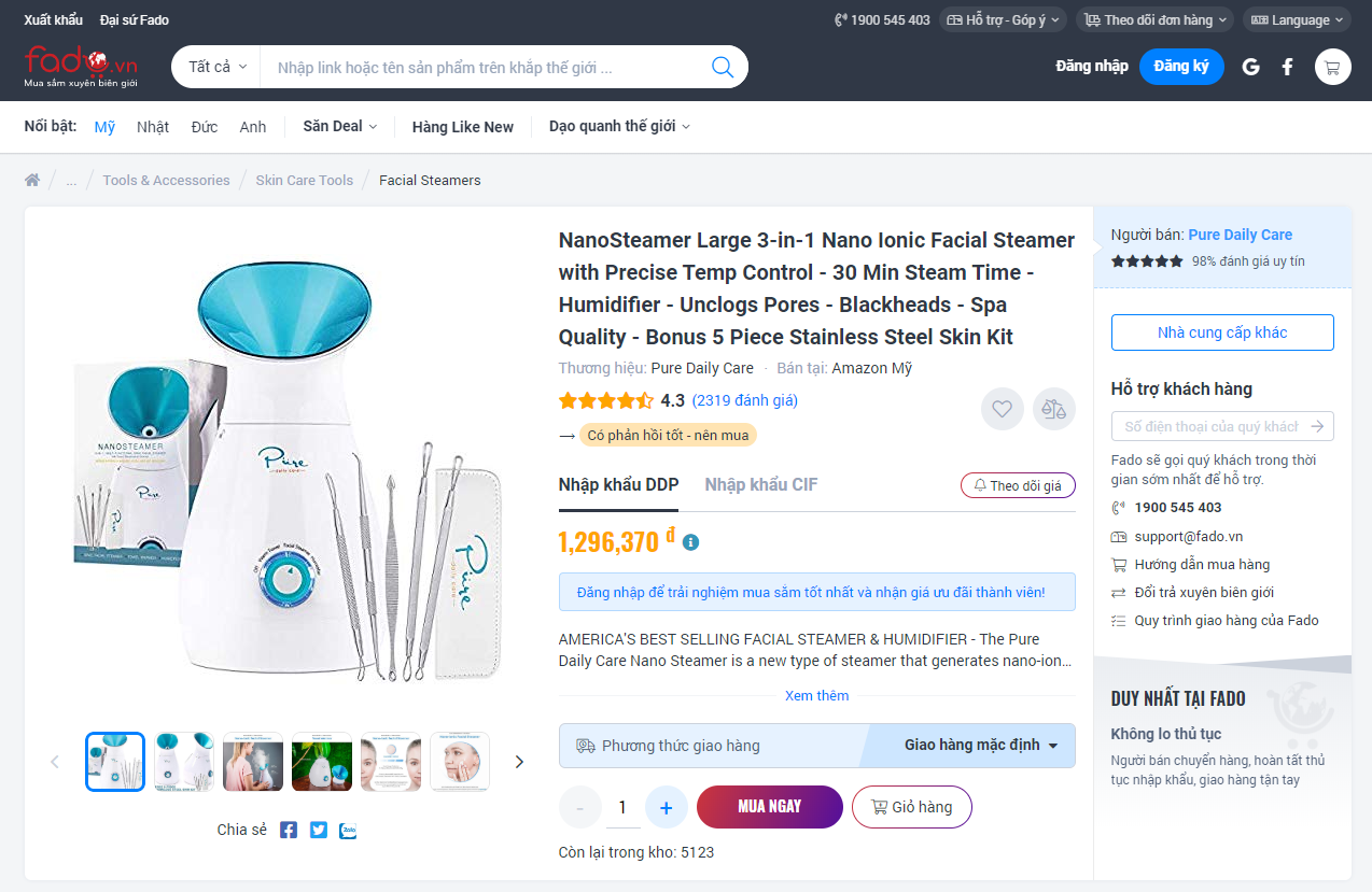 Mua Máy xông mặt NanoSteamer chính hãng trên FADO