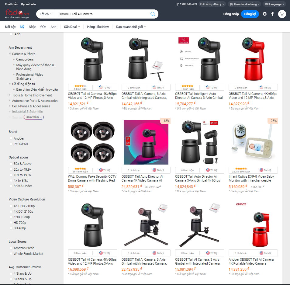 Mua Obsbot Tail Camera AI chính hãng trên FADO