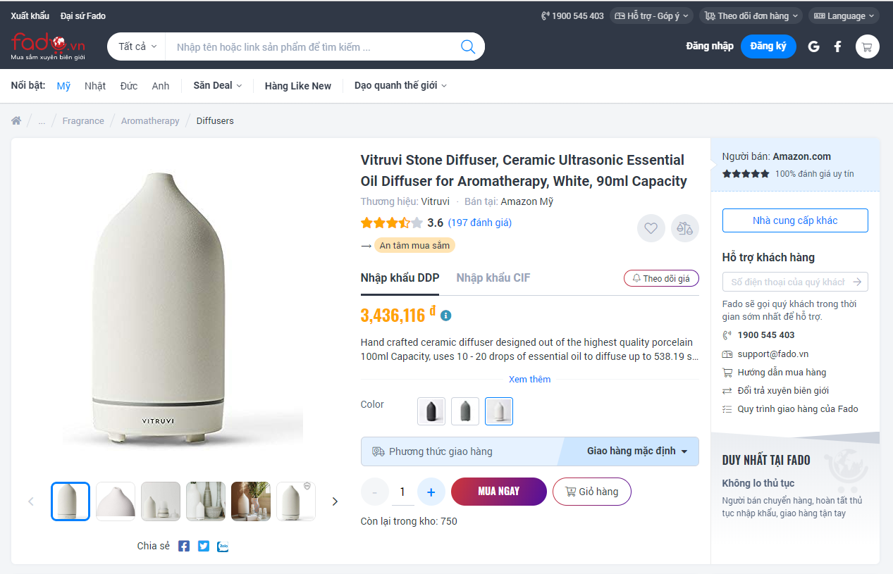 Mua Vitruvi Stone Diffuser chính hãng trên FADO