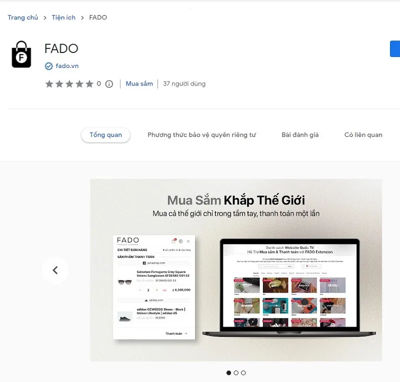Sử dụng FADO Extension để mua sắm quốc tế tiện lợi