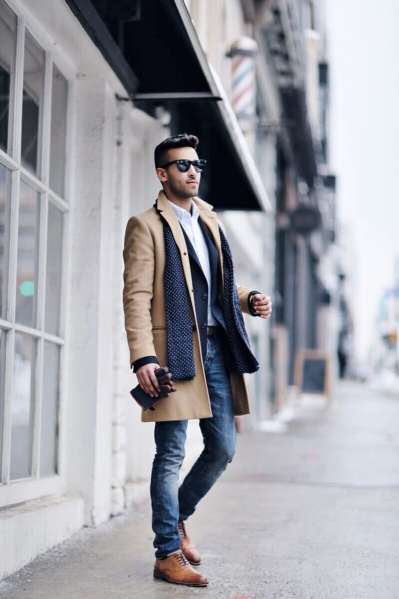 Quần jeans kết hợp áo Coat