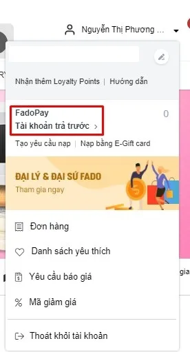 Chọn vào mục FadoPay