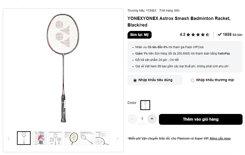 Vợt cầu lông Yonex Astrox Smash rất phù hợp với người chơi có lực cổ tay yếu