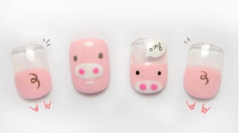 Mẫu nail hình con heo