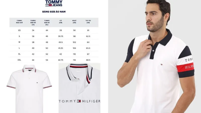Bảng size áo Tommy Hilfiger nam