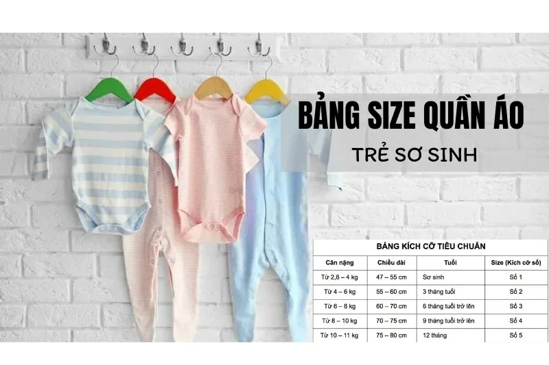 Bảng size quần áo trẻ em sơ sinh