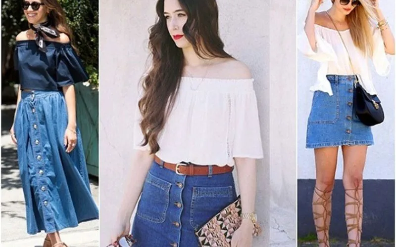 Chân váy bò dài phối với áo gì dù đi làm hay đi tiệc đều đẹp
