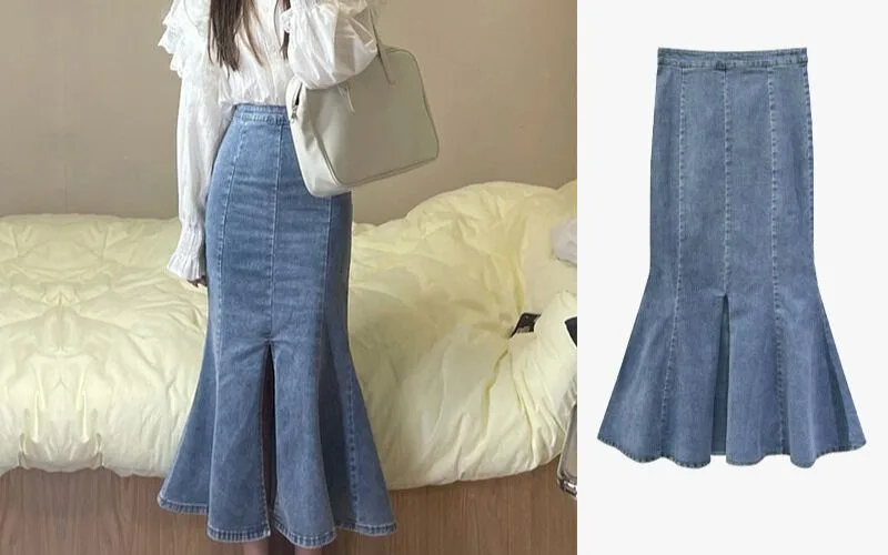 Chân váy jean đuôi cá mặc với áo gì? 6 tips đơn giản cho nàng