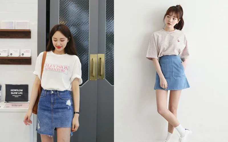 Top 15+ cách phối đồ với chân váy Jean ngắn cực XINH