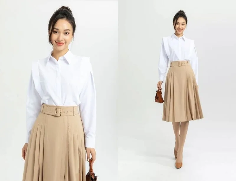 Chân váy xòe phối với áo gì giúp nàng vừa đẹp vừa sang?