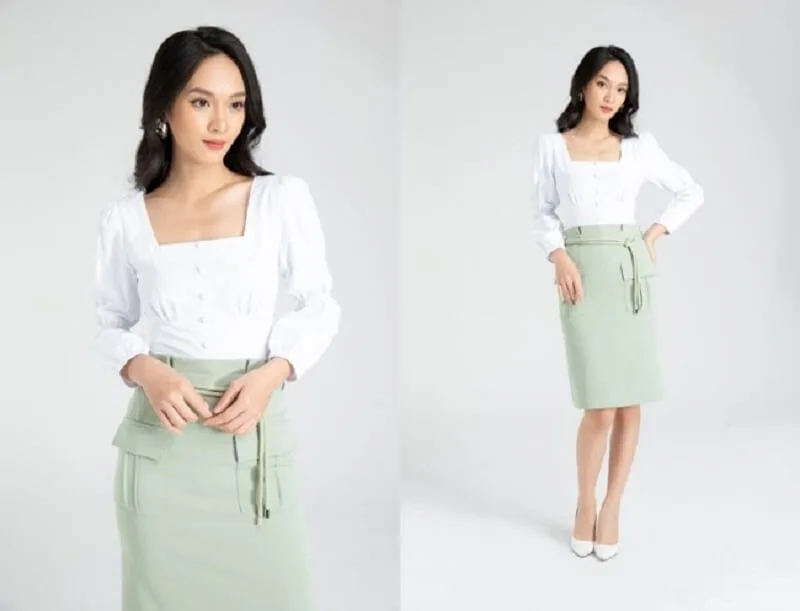 Gợi ý 7 cách phối đồ với áo cổ vuông cực Phong Cách